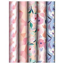 Упаковочная бумага глянц. 70*100см, MESHU "Floral mood", 80 г/м2, ассорти, 5 дизайнов
