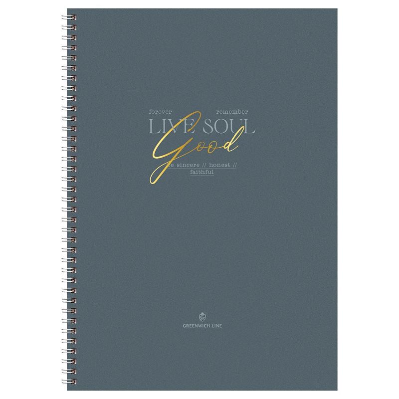 Тетрадь 80л., А4, клетка на гребне GreenwichLine "Honestum", матовая ламинация, тиснение фольгой, 80г/м2