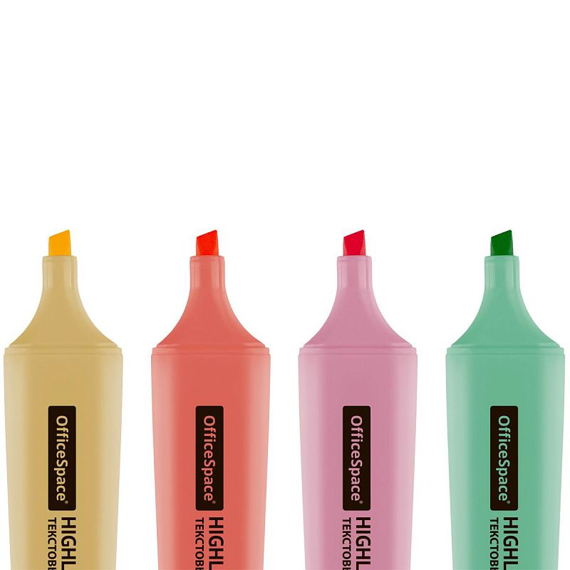 Набор текстовыделителей OfficeSpace 04цв., пастельные цвета, 1-5мм, европодвес 