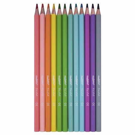 Карандаши цветные пастельные CARIOCA "Pastel", 12 цветов, шестигранные, заточенные, ПВХ чехол, 43034
