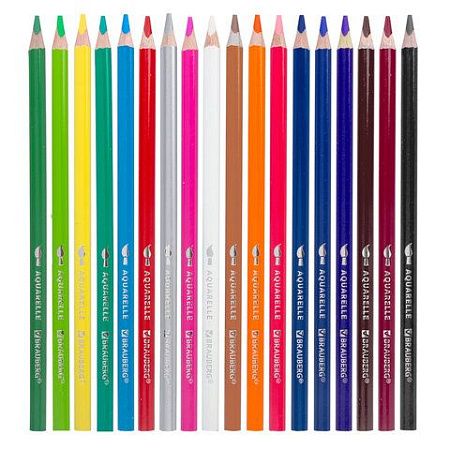 Карандаши цветные акварельные BRAUBERG PREMIUM AQUARELLE, 18 цветов, грифель мягкий 4 мм, 181672