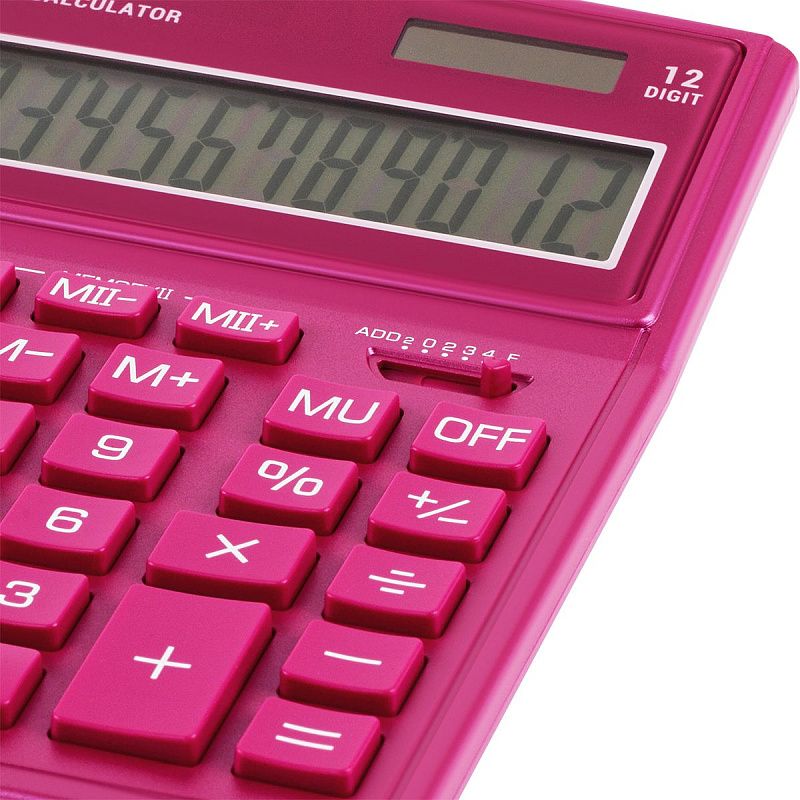 Калькулятор настольный Eleven SDC-444X-PK, 12 разрядов, двойное питание, 155*204*33мм, розовый
