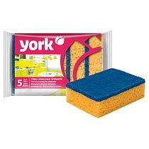 Губки для посуды York "Премиум", поролон с абразивным слоем, 10,5*7,5*3 см, 5шт