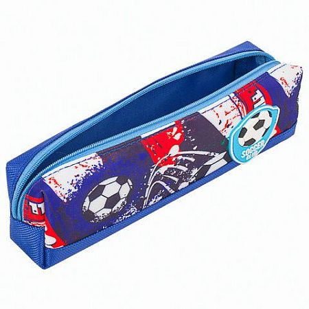 Пенал ЮНЛАНДИЯ, 1 отделение, полиэстер, "Football", синий, 19х4х6 см, 270270 