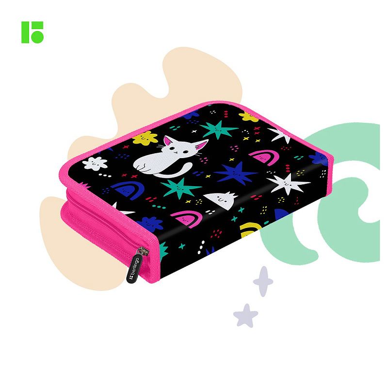 Пенал 1 отделение, 200*140*40 Berlingo "Funny colors", дополнительная откидная секция, полиэстер 