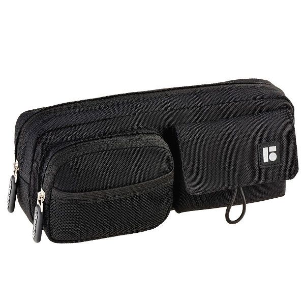 Пенал мягкий 1 отделение, 210*80*40 мм, Berlingo, "Black pocket duo", 2 кармана, полиэстер