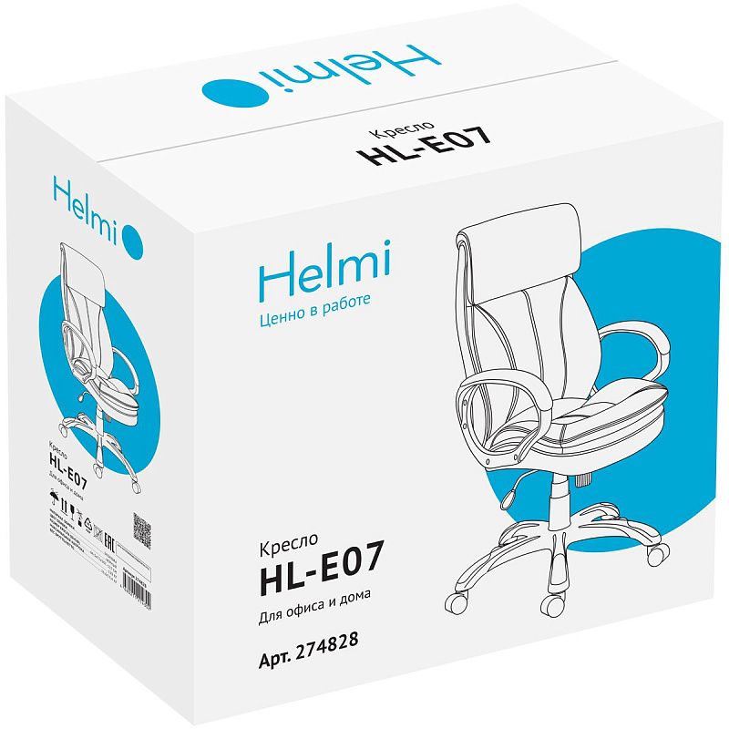 Кресло руководителя Helmi HL-E07 "Invest", экокожа черная, механизм качания