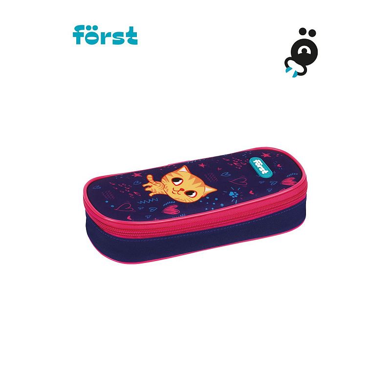 Пенал корпусный 1 отделение, 220*90*45 Först "Funny cat", полиэстер 