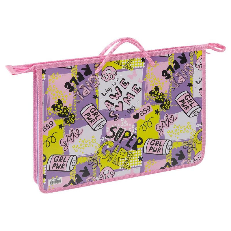 Папка с ручками А4 ArtSpace "City Girl", пластик, на молнии, 45мм 