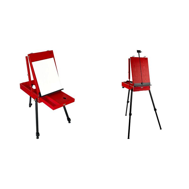 УЦЕНКА - Этюдник напольный с ремнем и палитрой Гамма "Студия", 78*92*180см, сосна, красный (осн 378153)