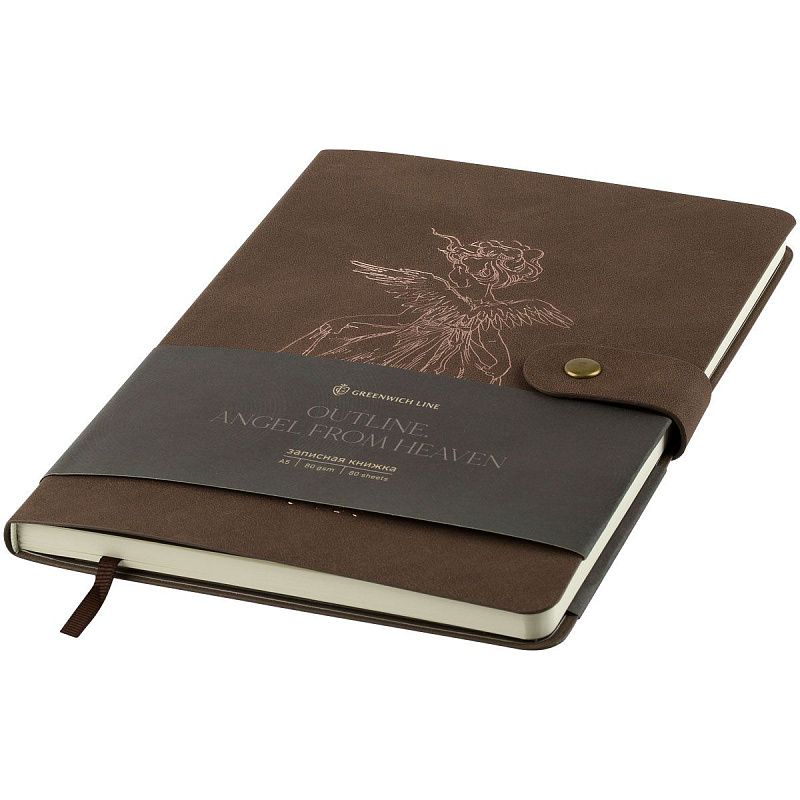 Записная книжка А5 80 л., ЛАЙТ, кожзам, Greenwich Line "Outline. Angel from heaven", с замком, тиснение фольгой, внутренний карман, блок в точку