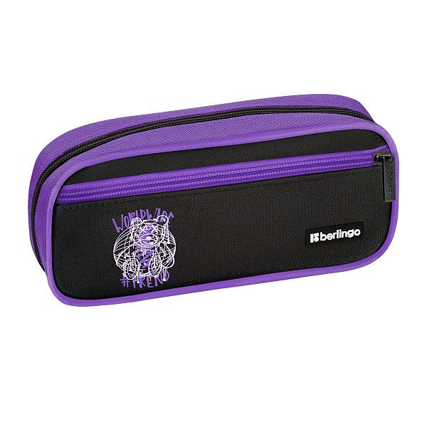 Пенал 1 отделение, 1 карман, 220*95*50 Berlingo "WorldWide", полиэстер, откидная планка