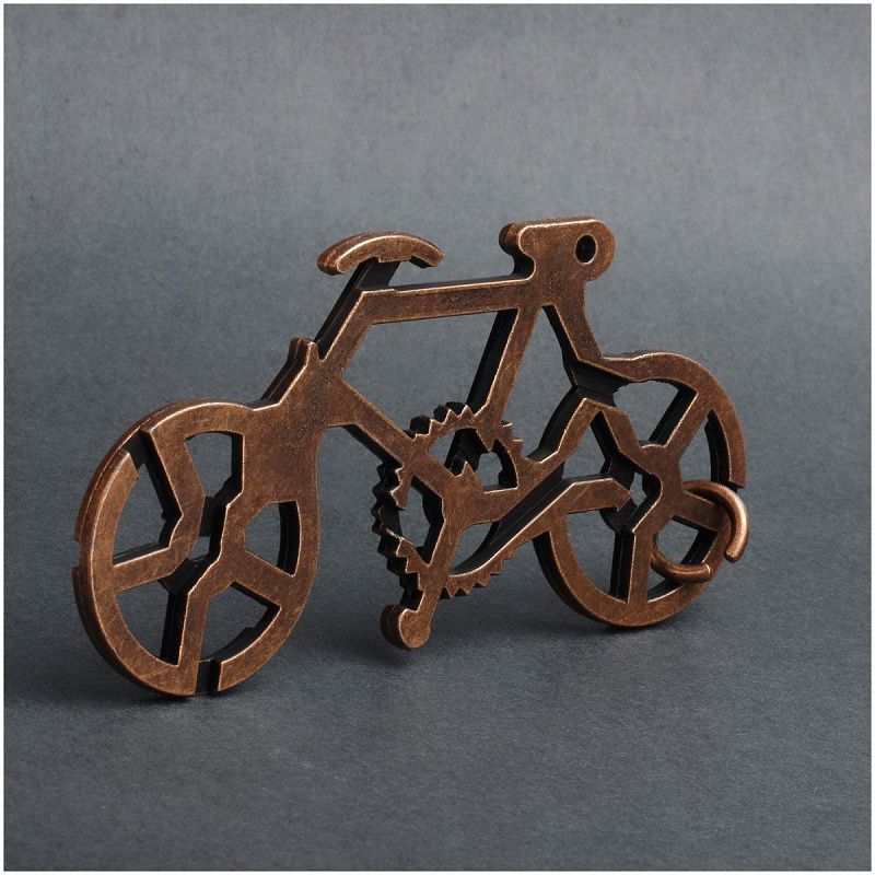 Головоломка металлическая большая ТРИ СОВЫ "Велосипед", 3 уровень сложности 