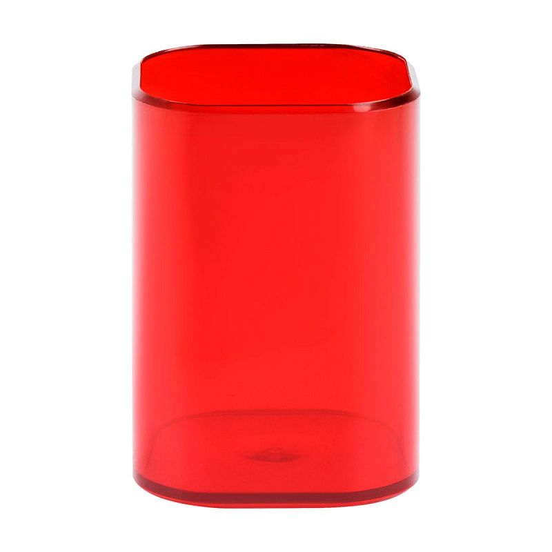 Подставка-стакан СТАММ "Фаворит", пластиковая, квадратная, тонированная красная