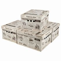 Короб для хранения из плотного микрогофрокартона 330х250х185 мм, КОМПЛЕКТ 4 шт., BRAUBERG HOME "Газета", 271814 Короб для хранения из плотного микрогофрокартона 330х250х185 мм, КОМПЛЕКТ 4 шт., BRAUBERG HOME "Газета", 271814