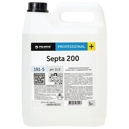 Средство моющее c дезинфицирующим эффектом 5 л PRO-BRITE SEPTA 200, концентрат, 191-5 