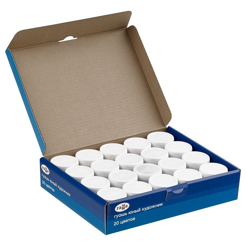 Гуашь Гамма "Юный художник NEW", 20 цветов, 17,5мл, картон. упаковка