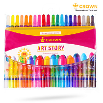 Карандаши восковые Crown "ArtStory", 20цв., выкручивающийся стержень, ПВХ, европодвес