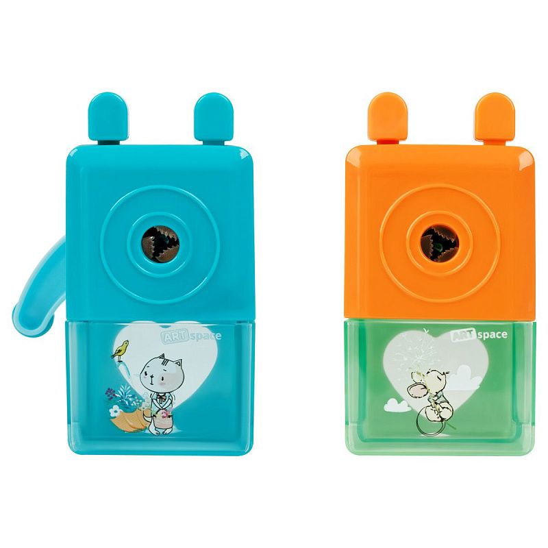 Точилка механическая ArtSpace "Веселые друзья", пласт. корпус ассорти, инд. упаковка 