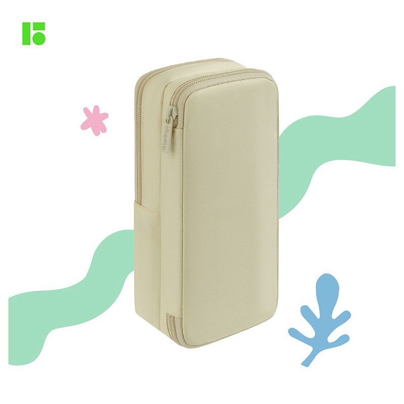 Пенал 2 отделения, 205*80*55 Berlingo "Black and white", полиэстер, внутренний органайзер, магнит 