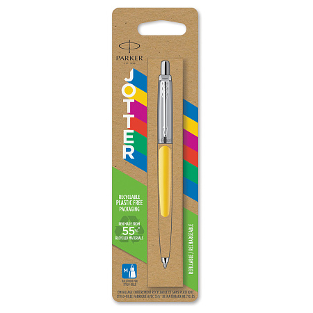 Ручка шариковая Parker "Jotter Yellow CT" синяя, 1,0мм, кнопочн., пластик. корпус, блистер