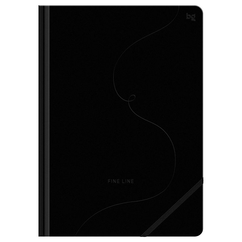 Записная книжка А4, 80л., BG "Тонкая грань", кожзам, фактурное тиснение, с резинкой, черный