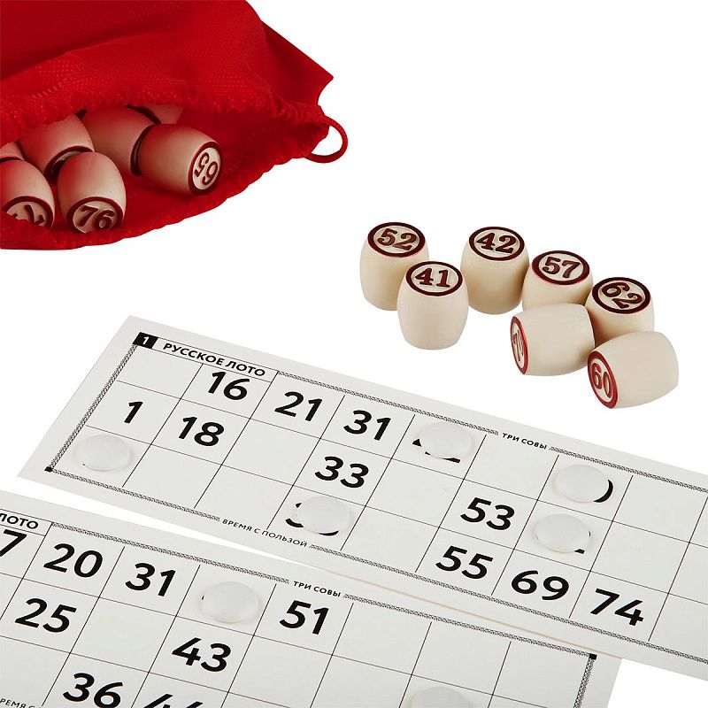 Игра настольная ТРИ СОВЫ "Русское лото", с бочонками, картонная коробка