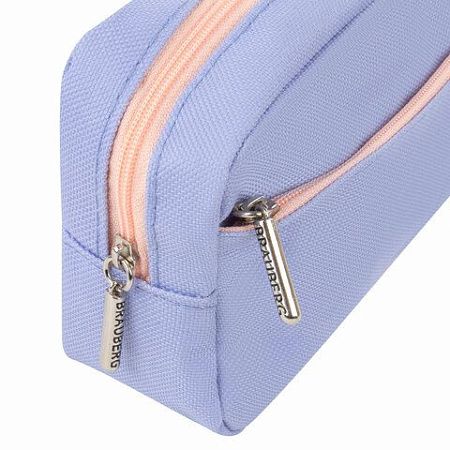 Пенал мягкий BRAUBERG PASTEL, 2 отделения, голубой, 21х9,5х5см, 272277 