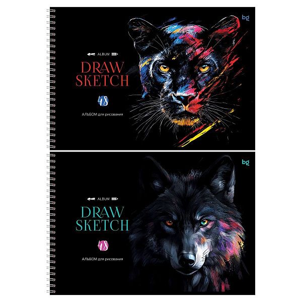 Альбом для рисования 48л., А4, на гребне BG "Яркий черный"