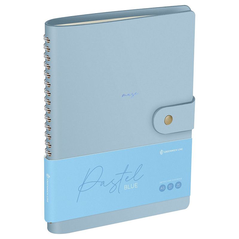 Записная книжка А5 96л. ЛАЙТ, кожзам, скрытый гребень, Greenwich Line "Pastel. Blue", блок в линию