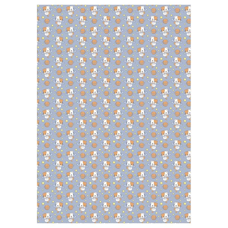Упаковочная бумага глянц. 70*100см, MESHU "Space kitten", 80г/м2