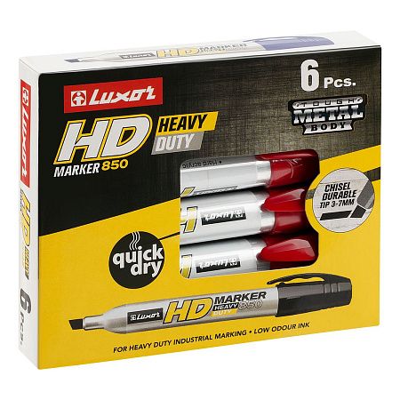 Маркер перманентный промышленный Luxor "Heavy Duty 850" красный, скошенный, 3-7мм 