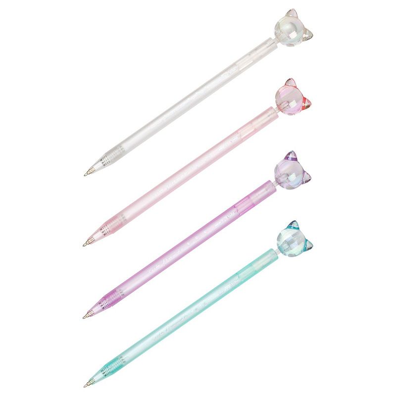 Ручка шариковая автоматическая MESHU "Cats" синяя, 0,7мм, корпус ассорти, с топпером 