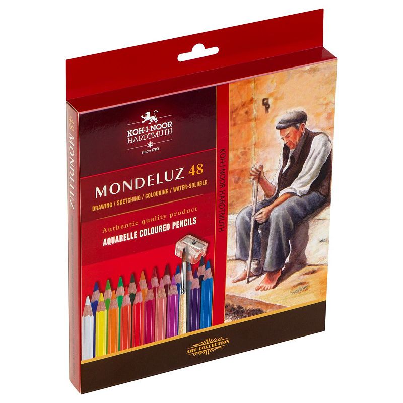 Карандаши акварельные Koh-I-Noor "Mondeluz Old Man", 48цв., заточен., кисть+точилка, картон, европодвес