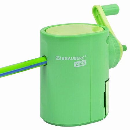 Точилка механическая BRAUBERG KIDS, для простых и цветных карандашей, корпус мятный, крепление к столу, 272003 