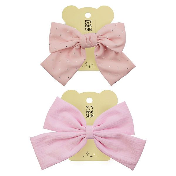 Заколка для волос MESHU, бант, розовая, ассорти, европодвес