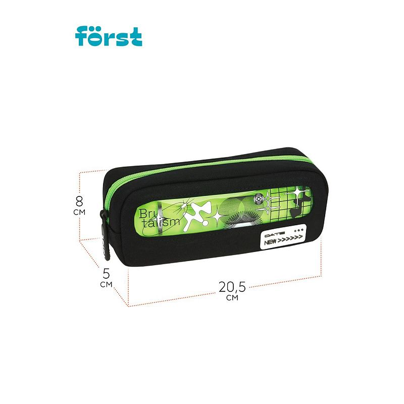 Пенал мягкий с прозрачным окошком, 1 отделение, 205*80*50 Först "Graphic", текстиль с ПВХ 