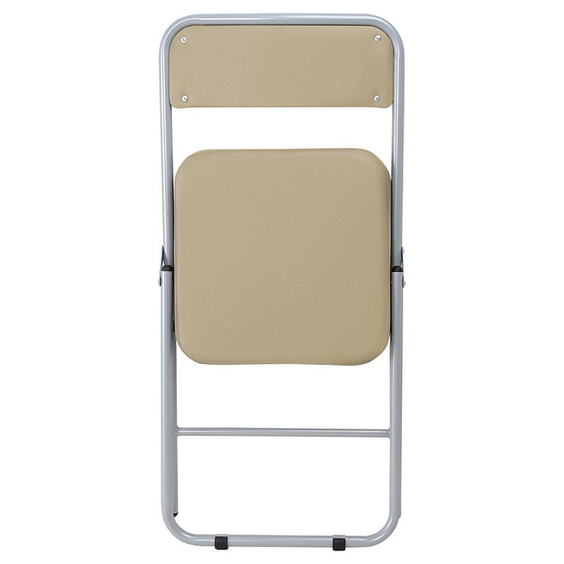 Стул Helmi HL-F06 "Golf", складной, каркас металл серебро, экокожа, бежевый BOX4