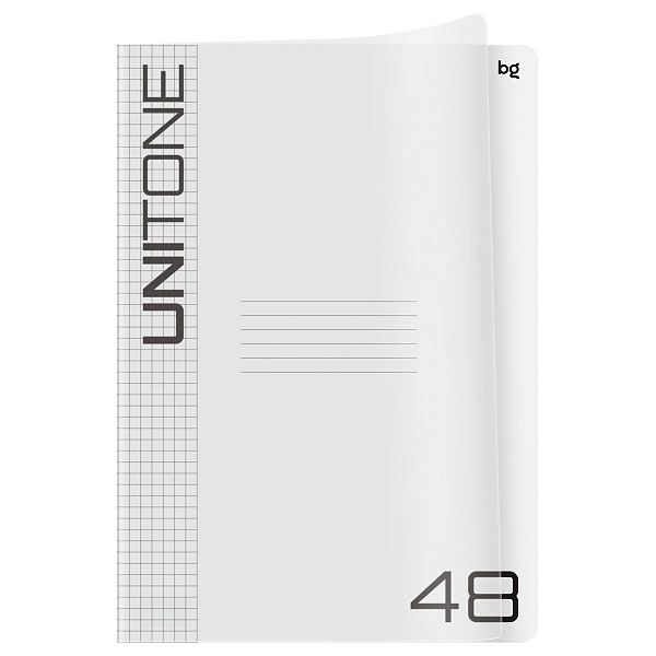 Тетрадь 48л., А4 клетка BG "UniTone", пластиковая обложка, прозрачный