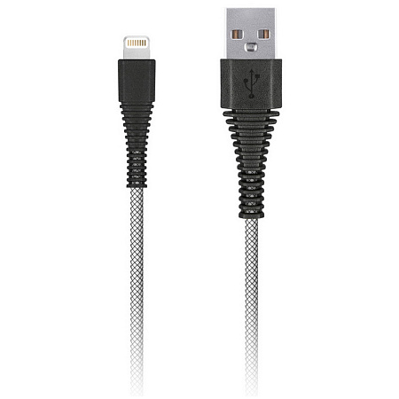 Кабель Smartbuy Сarbon, USB2.0 (A) - Lightning(M), для Apple, экстрапрочный, 2A output, 2м, белый