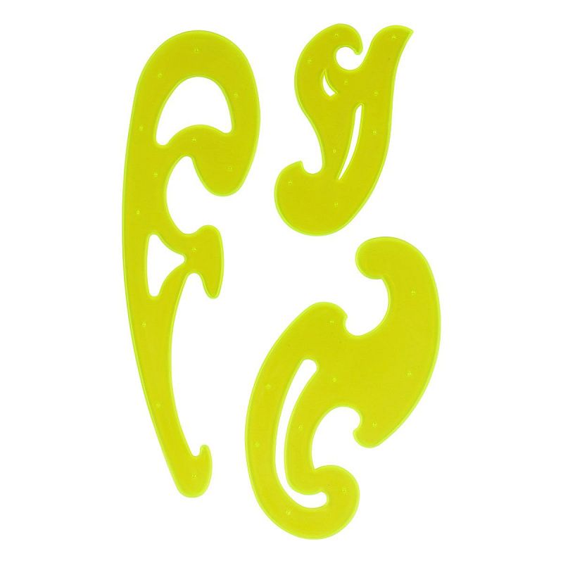 Набор лекал СТАММ, 3шт. (25см, 17см, 12см), пластиковый, прозрачный, неоновые цвета, ассорти, европодвес 