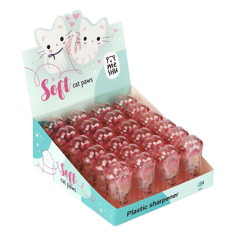 Точилка пластиковая MESHU "Say Meow" 1 отверстие, контейнер, ассорти 
