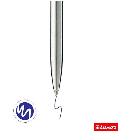 Ручка шариковая Luxor "Gemini" синяя, 1,0мм, корпус черный/хром, кнопочный механизм 