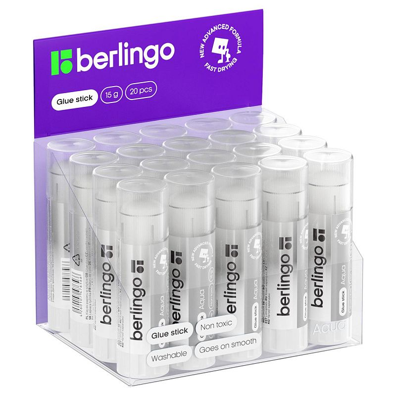 Клей-карандаш Berlingo "Aqua", 15г, прозрачный, ПВП