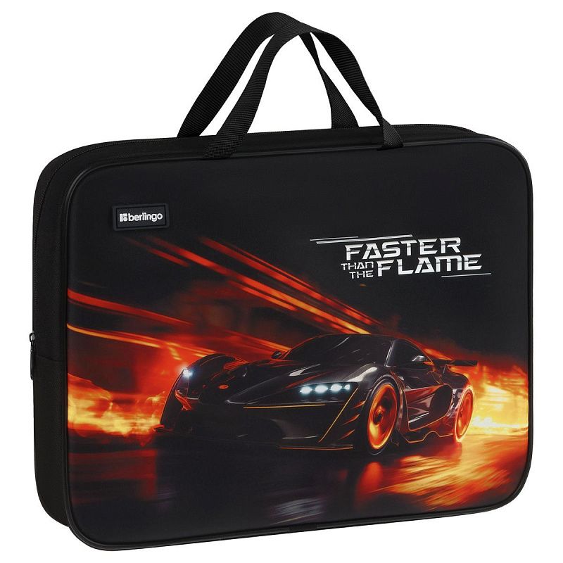 Папка текстильная с ручками 1 отделение, А4 Berlingo "Faster Than The Flame", 350*265*80мм, текстиль, на молнии