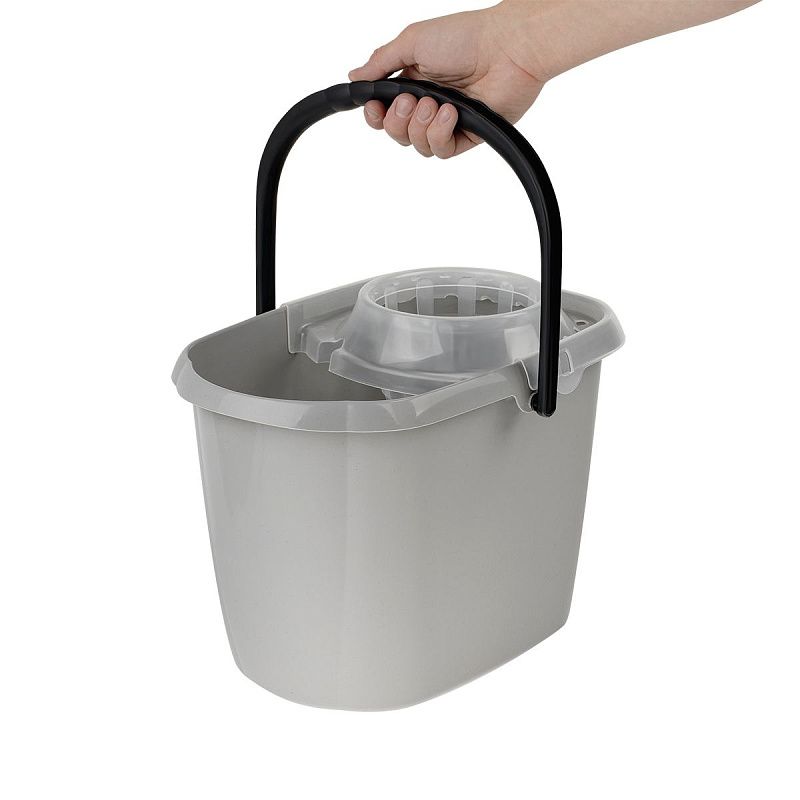 Ведро пластиковое OfficeClean с отжимом, прямоугольное, серое, 12л