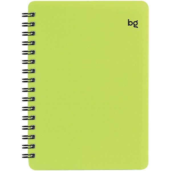 Записная книжка А6 60л. на гребне BG "Neon", салатовая пластиковая обложка, тиснение фольгой