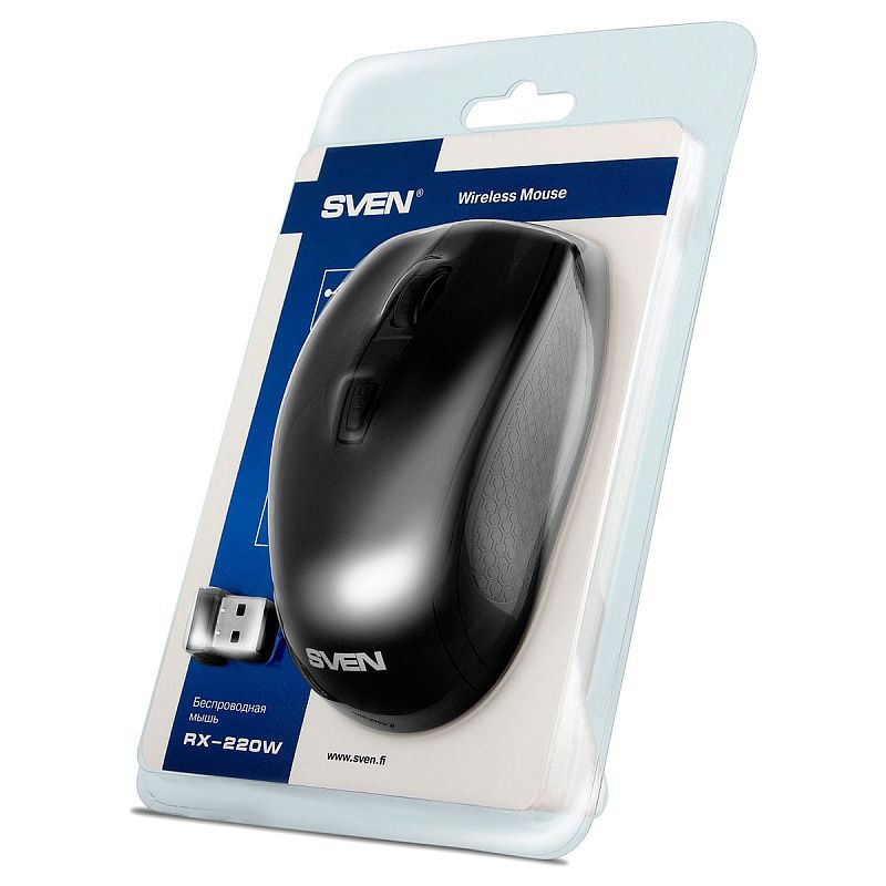 Мышь беспроводная Sven RX-220W, черный, 3btn+Roll
