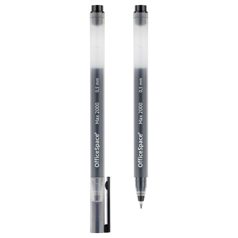 Ручка гелевая OfficeSpace "Max 2000" черная, 0,5мм, бесстержневая, увеличенная длина письма 