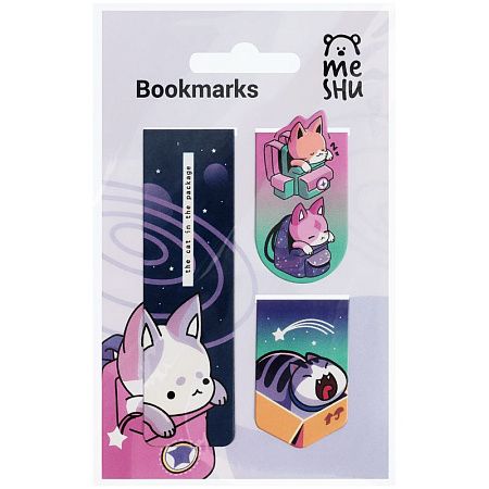 Закладки магнитные для книг, 3шт., MESHU "Catbox" 